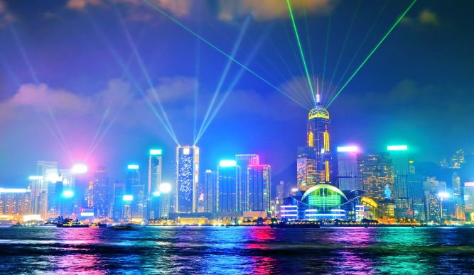 Hong Kong A Symphony Of Lights Show Landscape Image